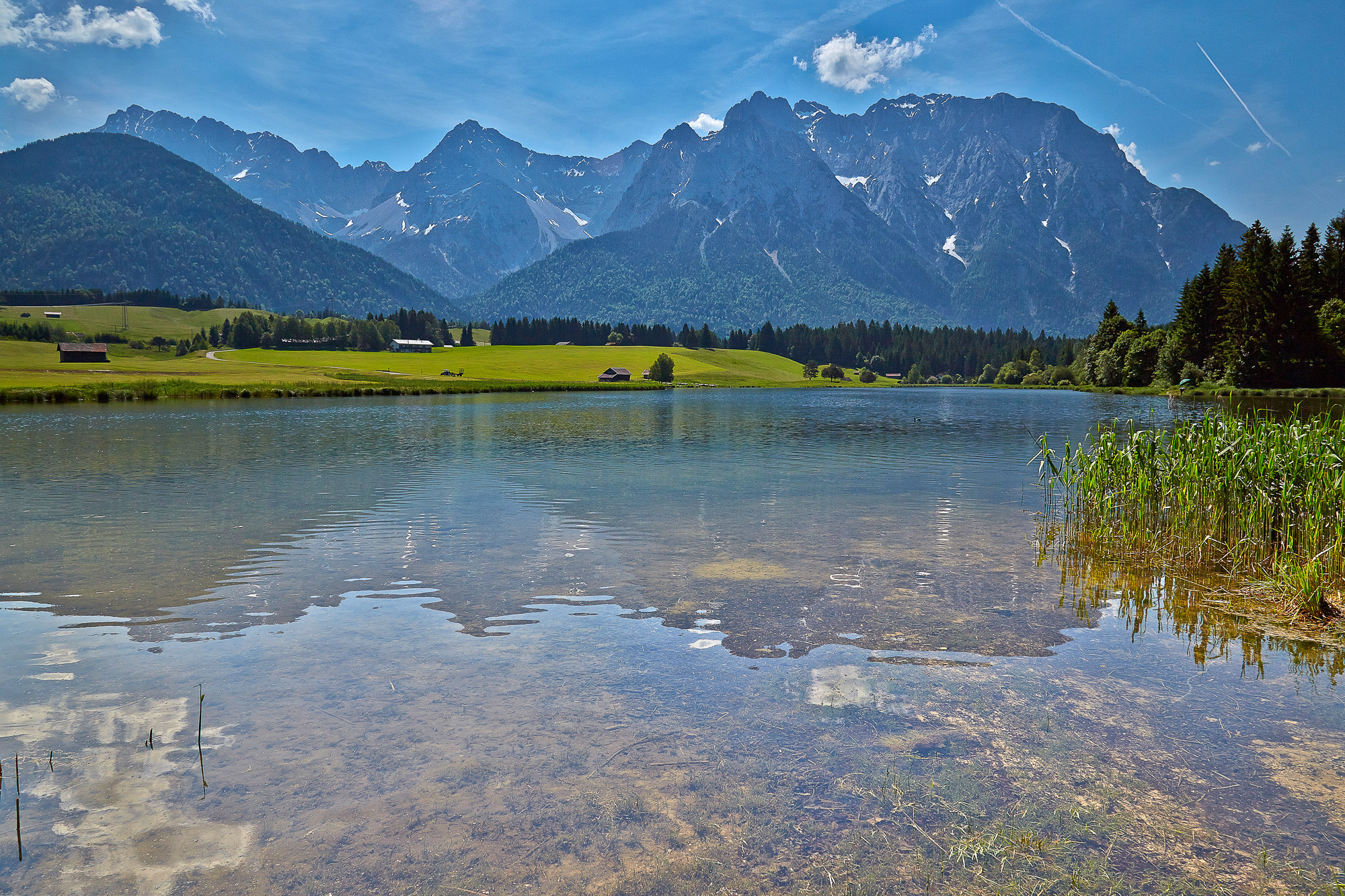 lake Schmalensee in front of the Karwendel mountains near Mittenwald