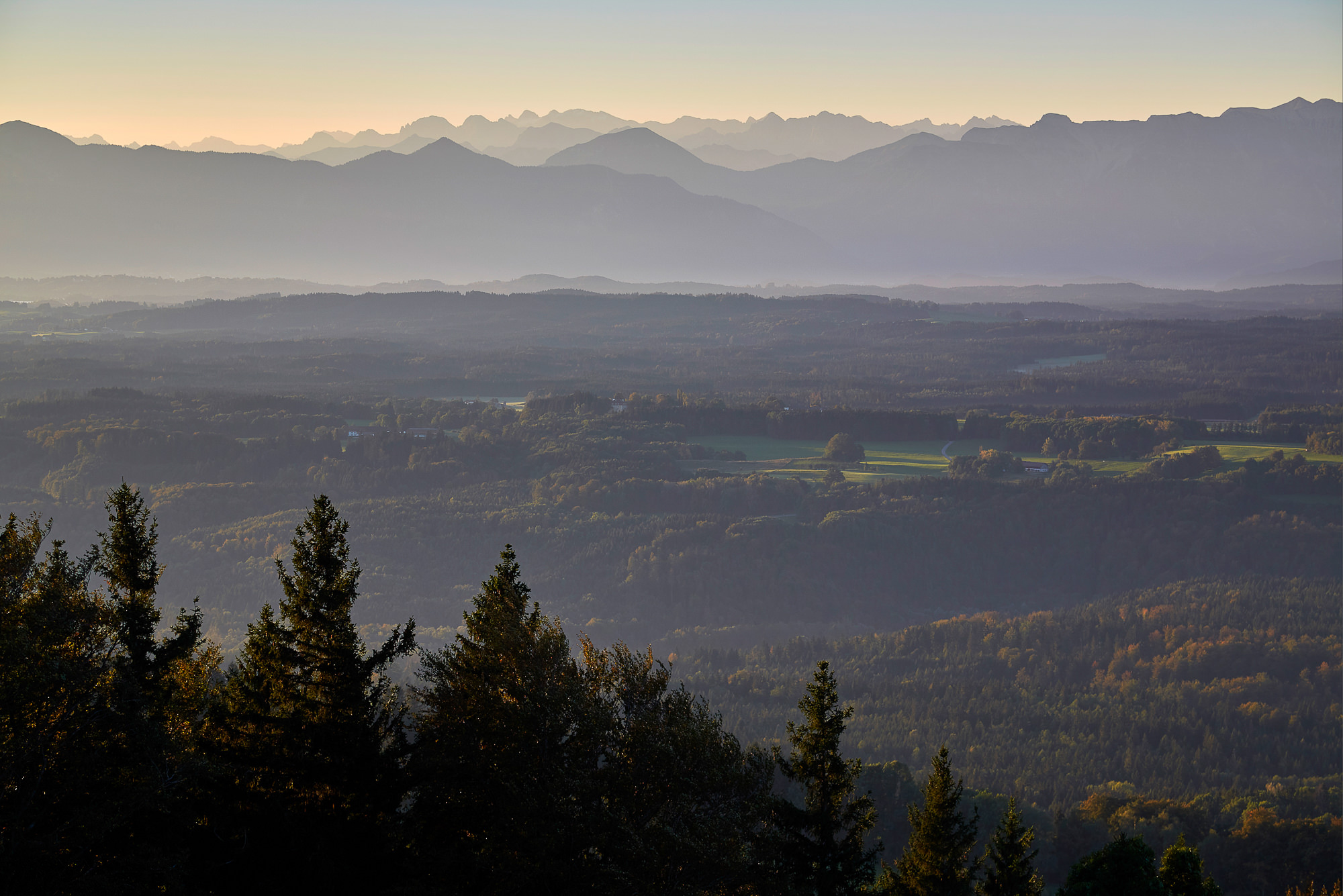 autumn morning mood at Mount Hoher Peißenberg
