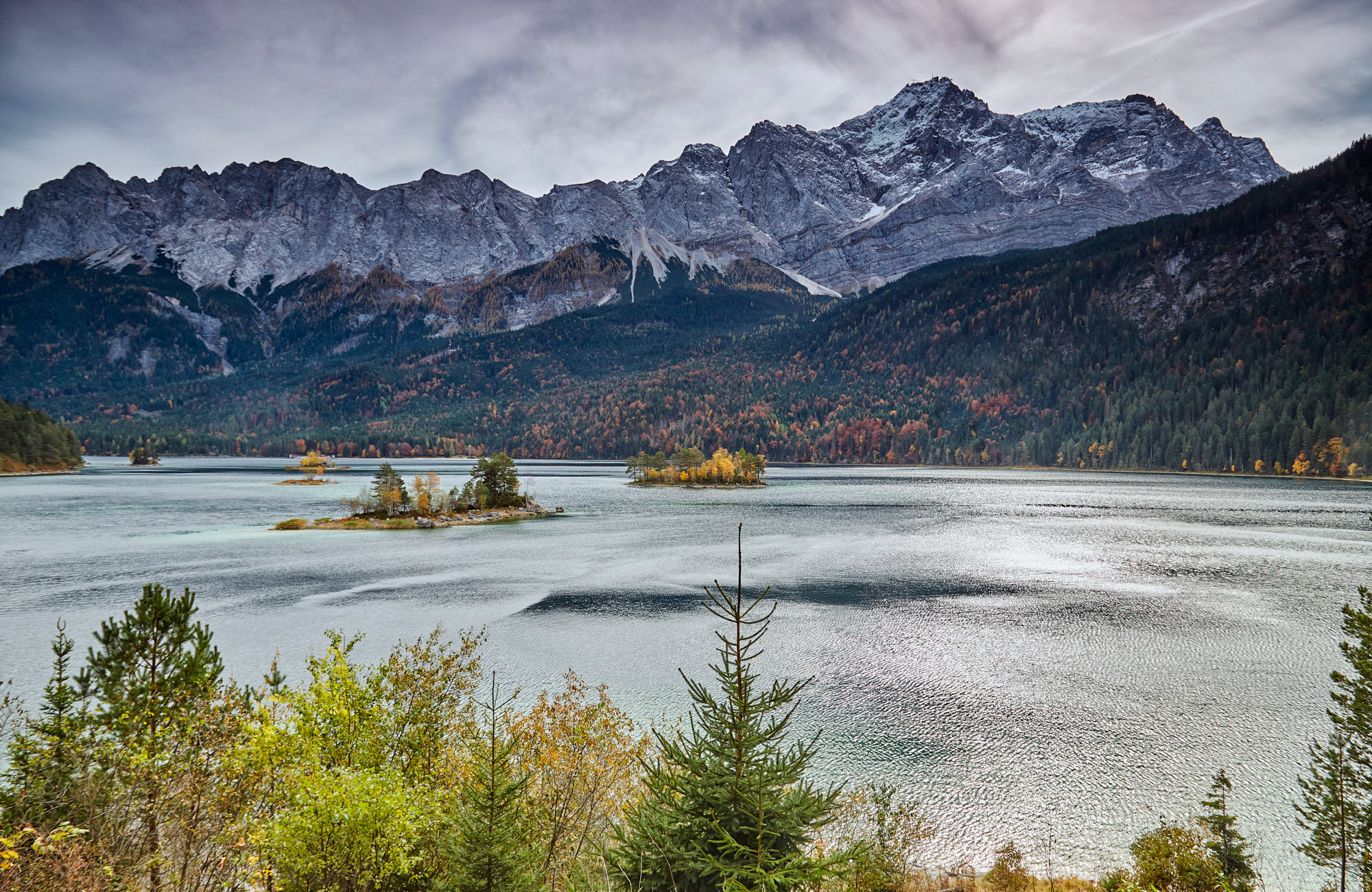 lake Eibsee below Mount Zugspitze