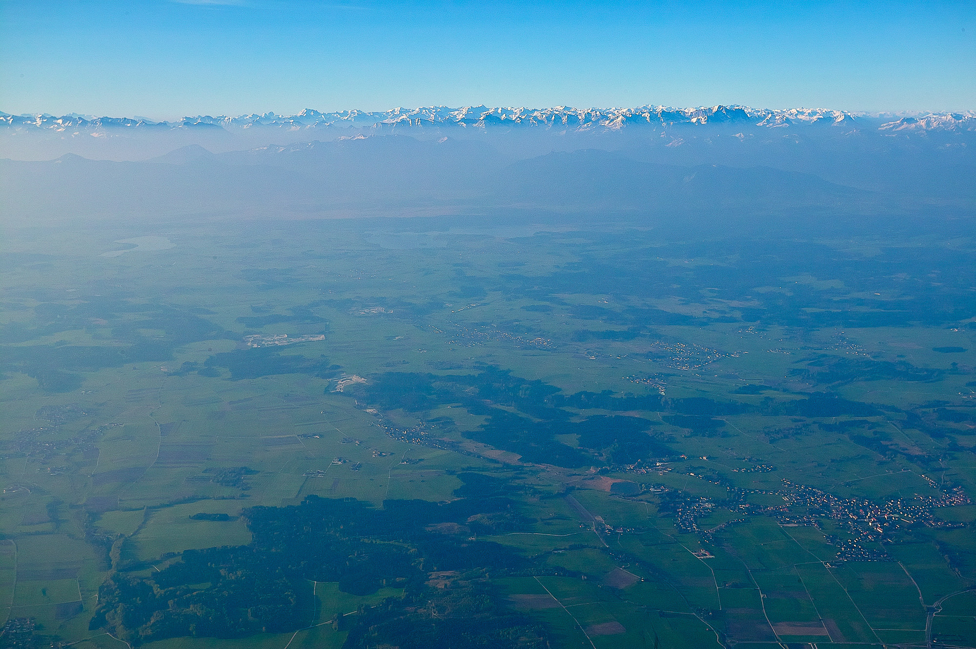 photo taken from a hot air balloon over Weilheim, Upper Bavaria